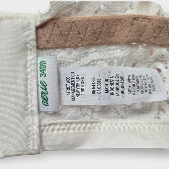 Aerie Real Power Balconette Bra 34DD Ivory Lace Over Beige Far Out - Picture 10 of 10